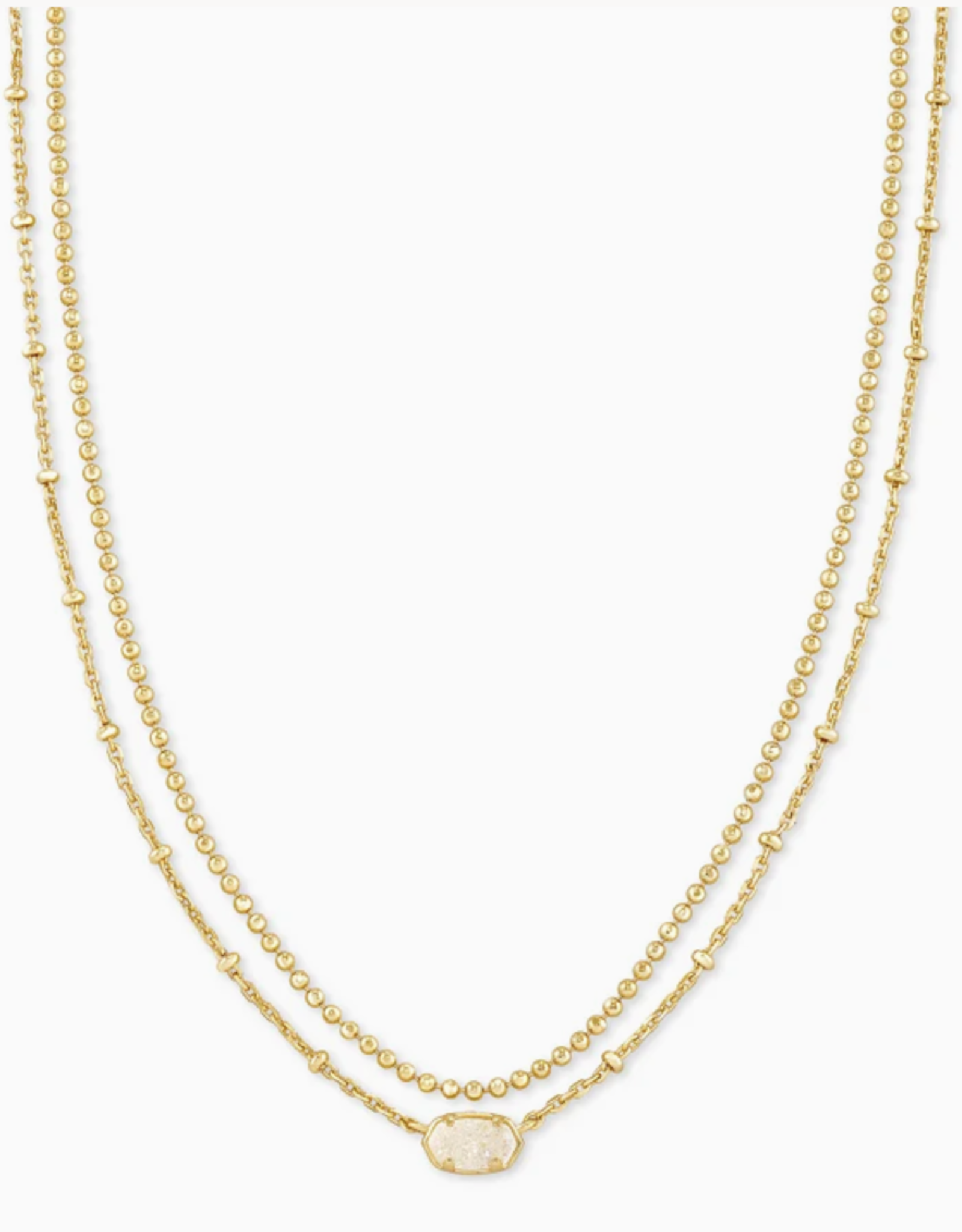 Necklace Emilie Multi Strand Gold Iridescent Drusy