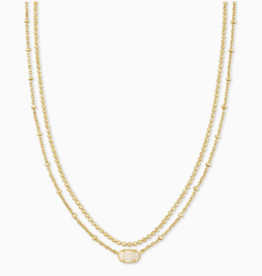 Necklace Emilie Multi Strand Gold Iridescent Drusy