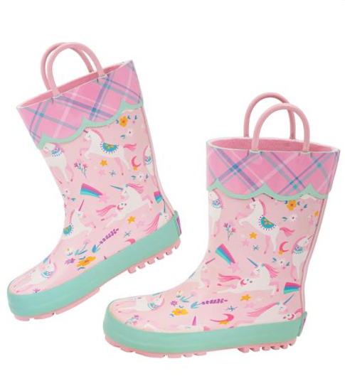 Pink unicorn shop rain boots