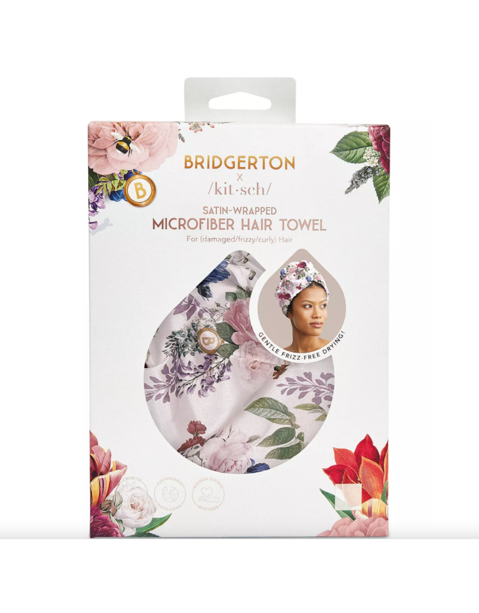 Satin- Wrapped Hair Towel Bridgerton Floral