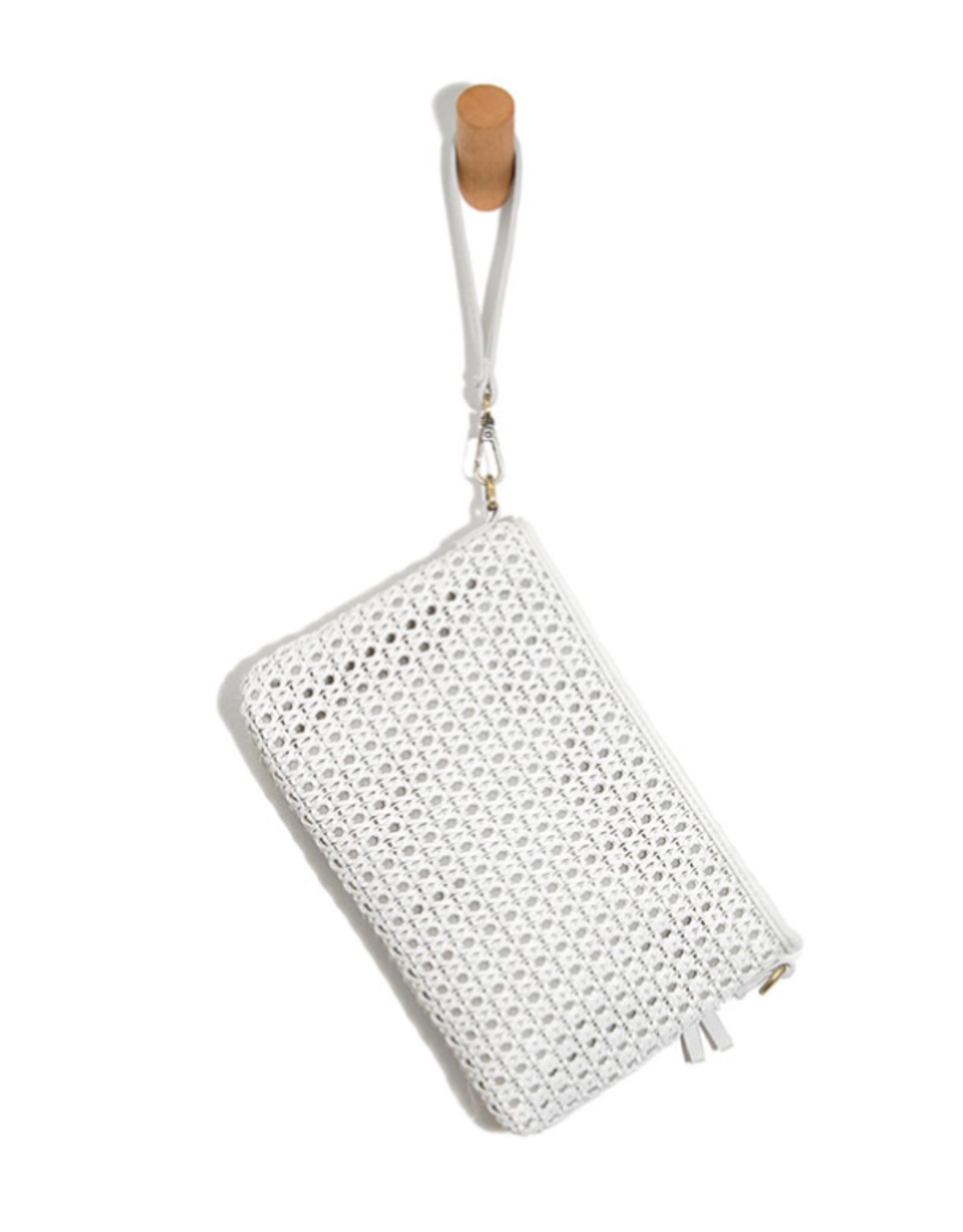 Emery Faux Cane Crossbody White