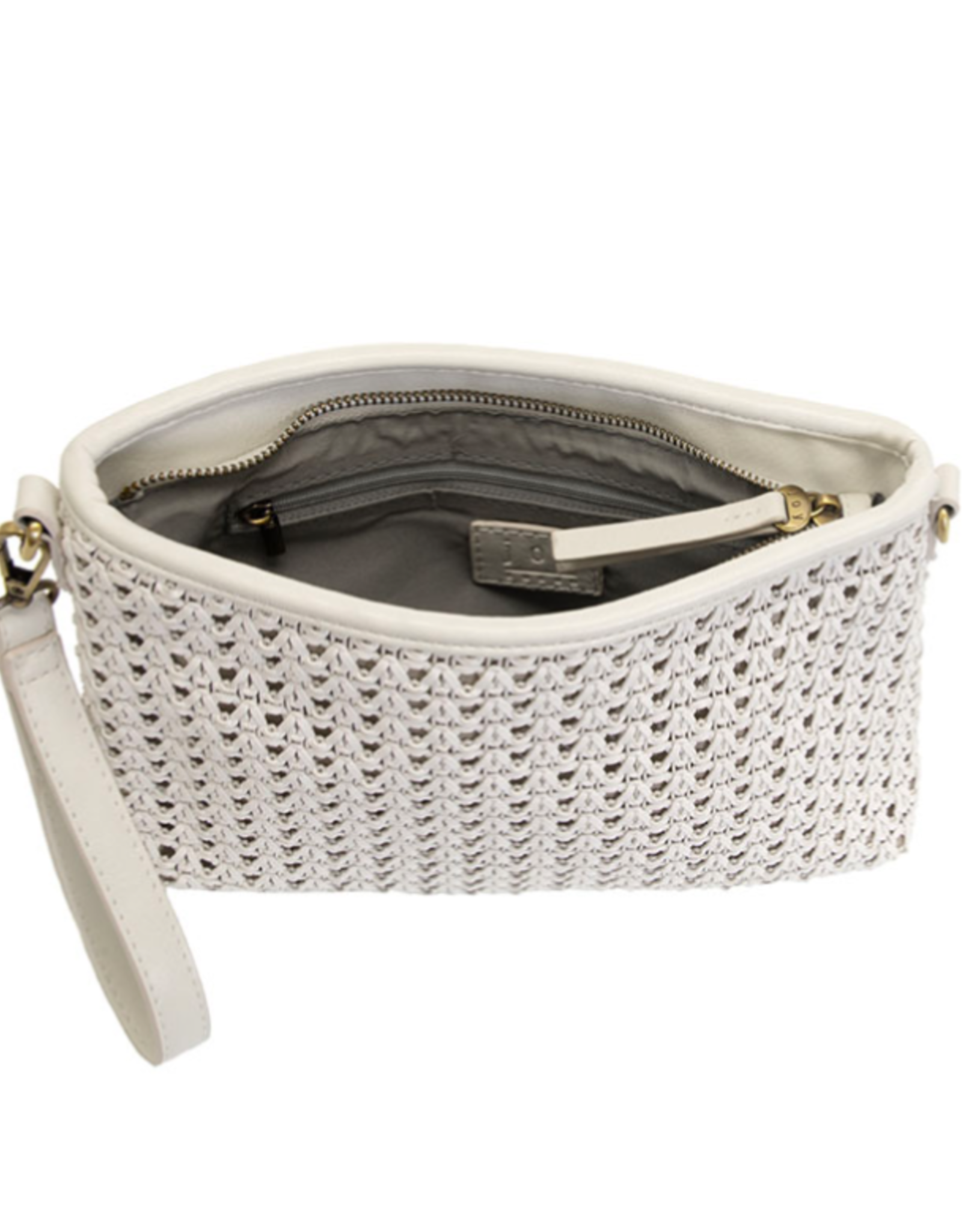 Emery Faux Cane Crossbody White