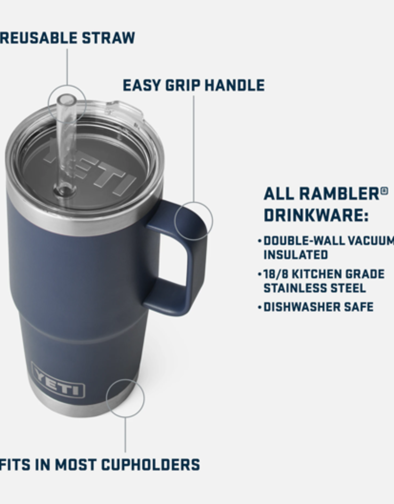 Rambler 25oz Straw Mug Navy