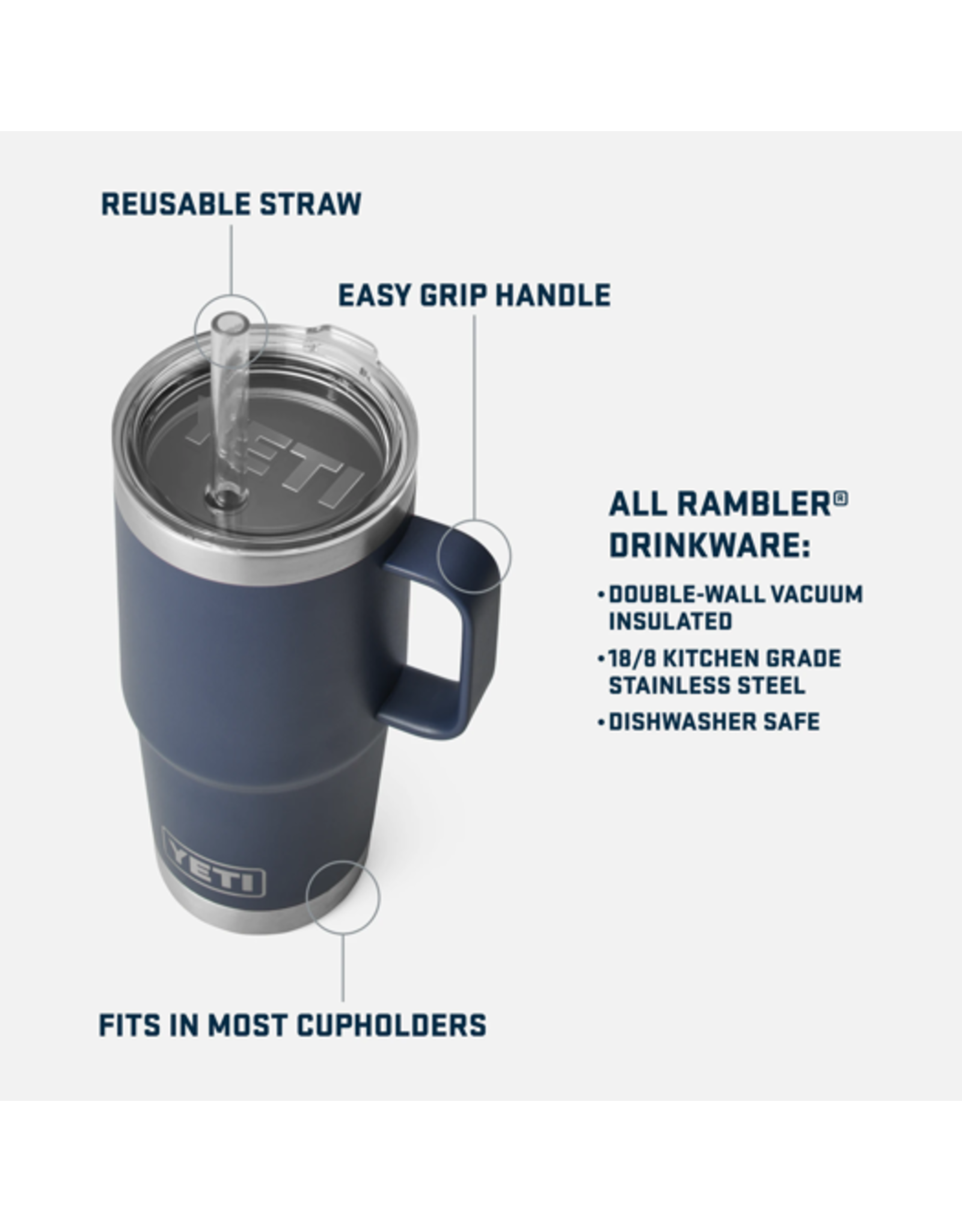 Rambler 25oz Straw Mug Navy