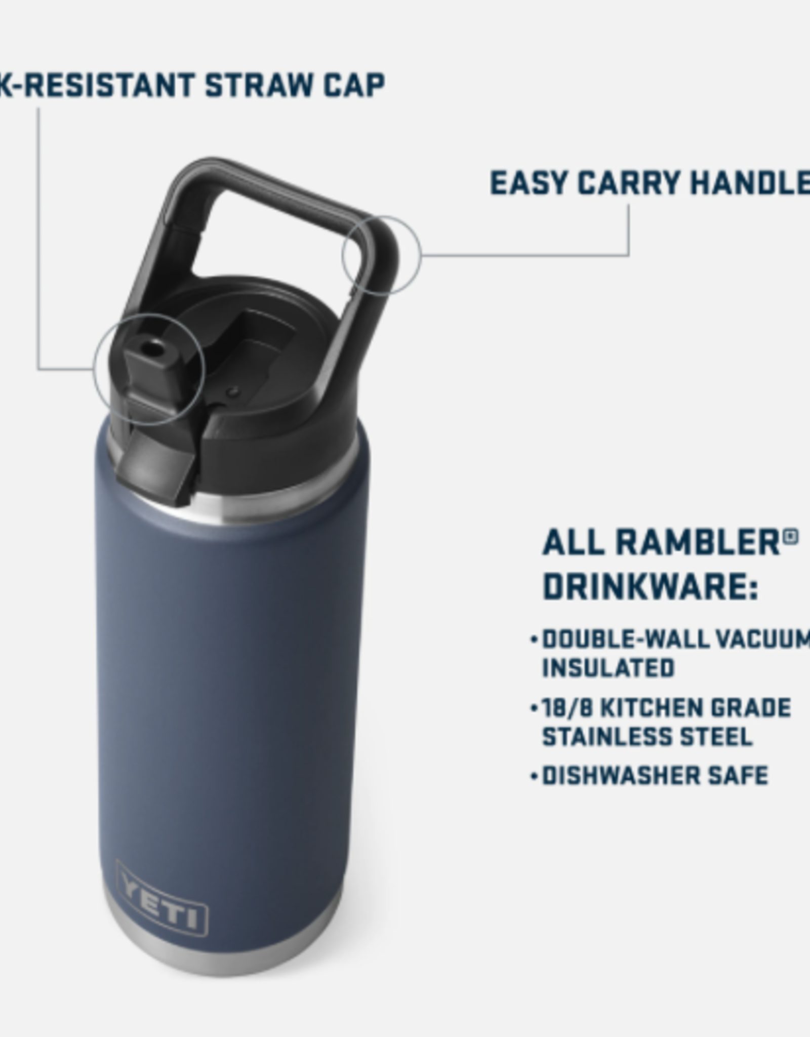 Rambler 26oz Straw Bottle Navy