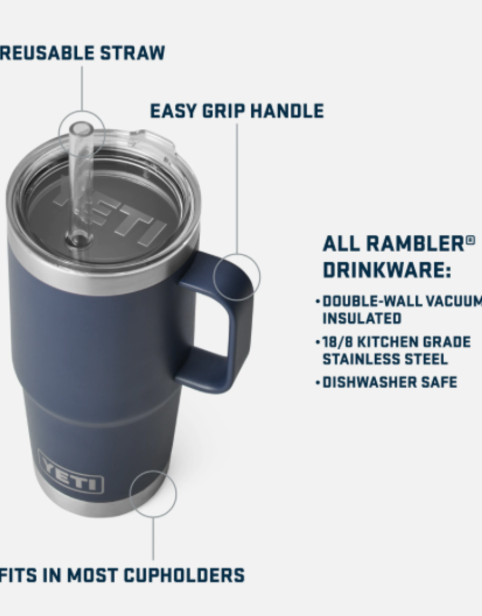 Rambler 25oz Straw Mug Charcoal