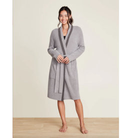 CozyChic Ultra Lite Tipped Ribbed Short Robe Dove Gray/Mineral