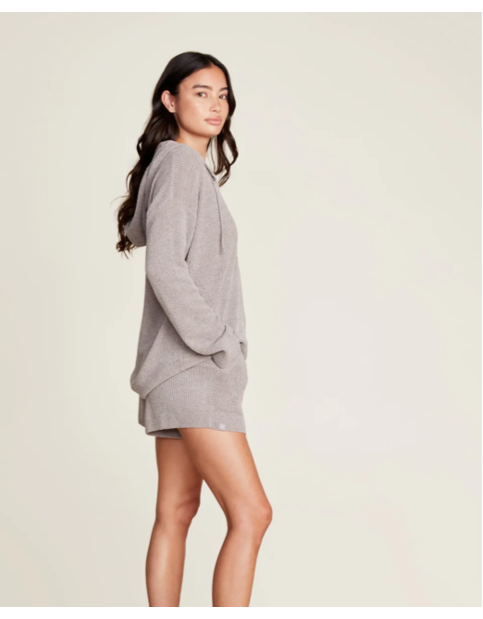 CozyChic Ultra Lite Ribbed Henley Hoodie Beach Rock