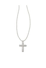 Necklace Cross Pendant RHOD White Crystal
