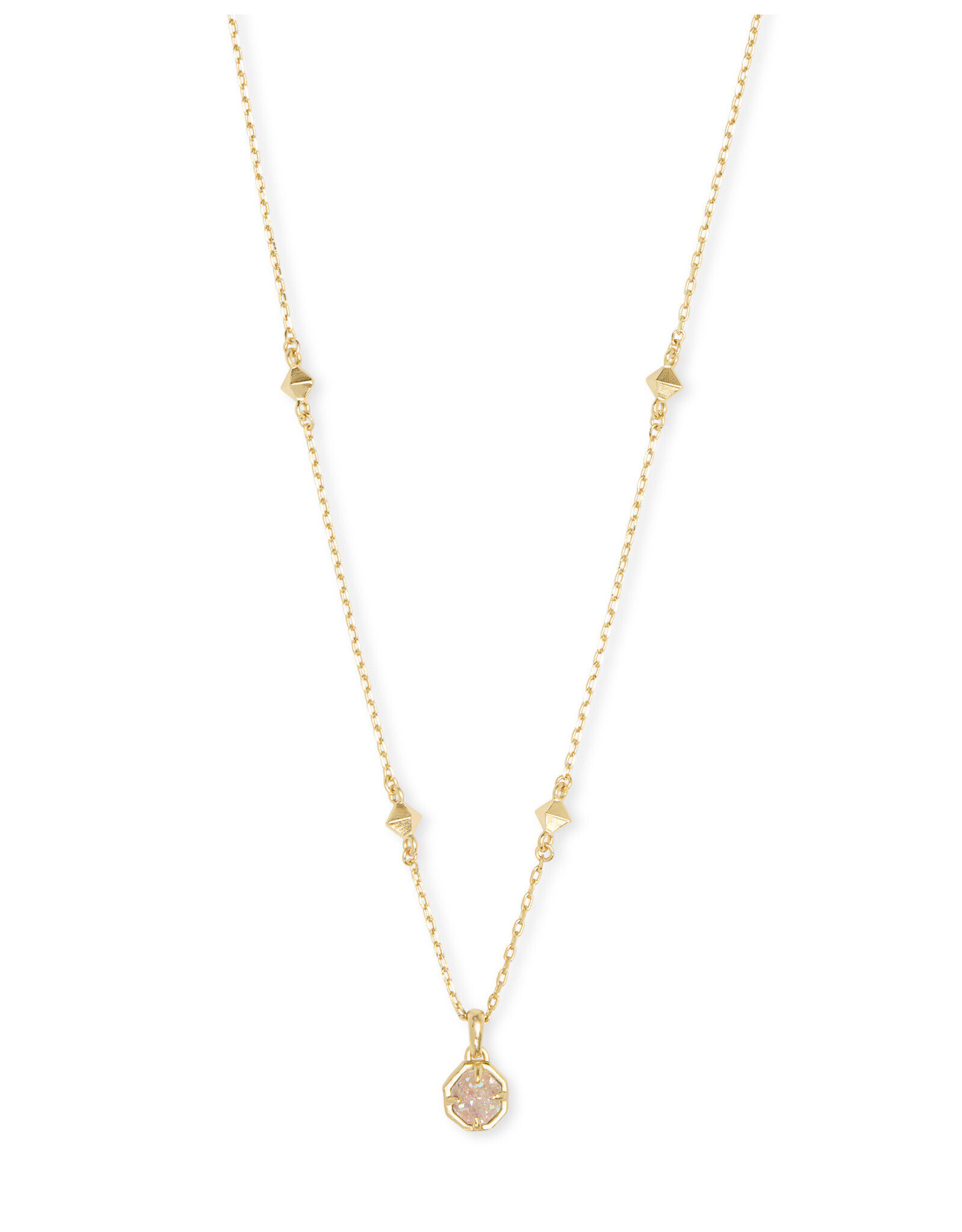 Necklace Nola Short Pendant Gold Iridescent Drusy