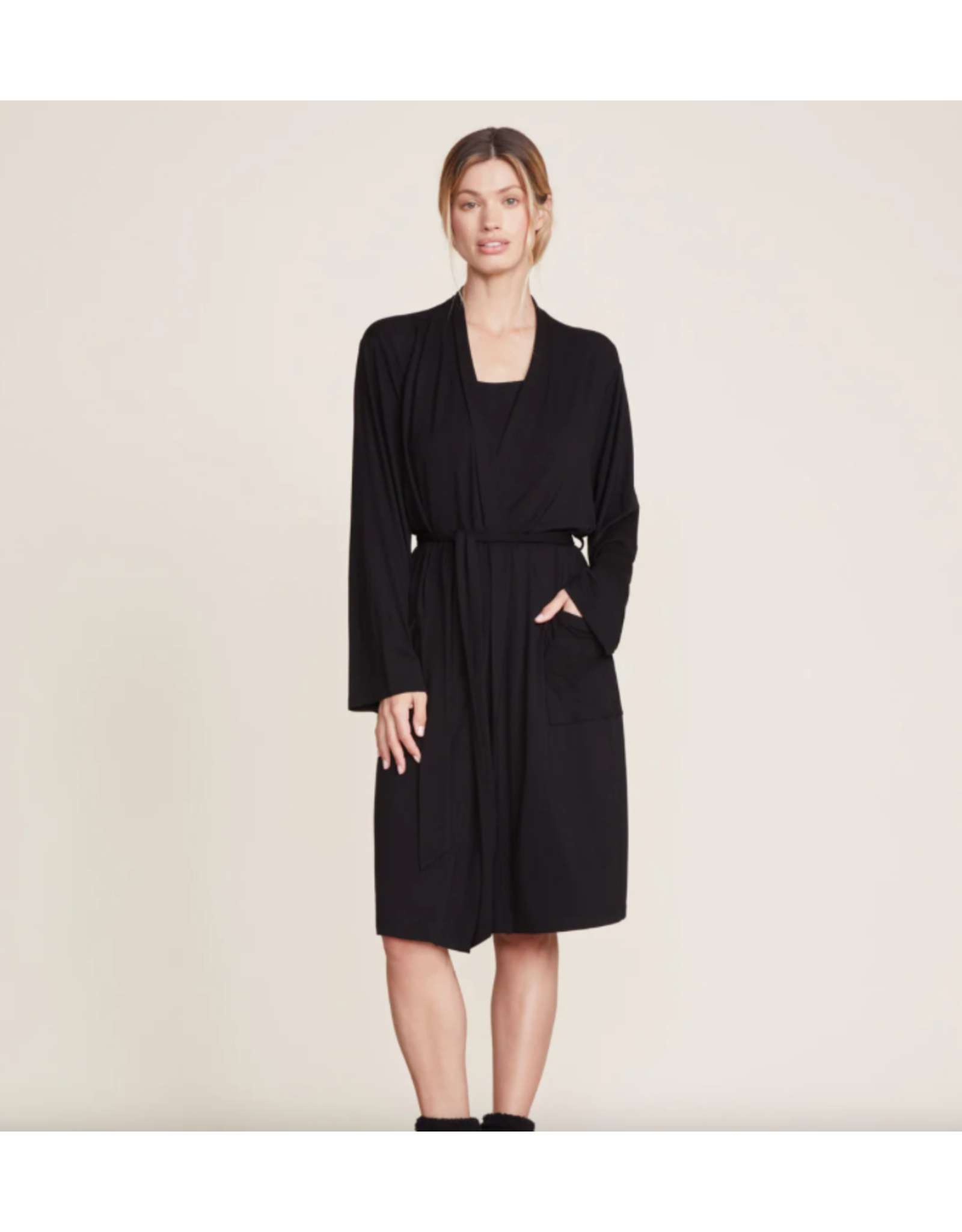 Malibu Soft Jersey Short Robe Black