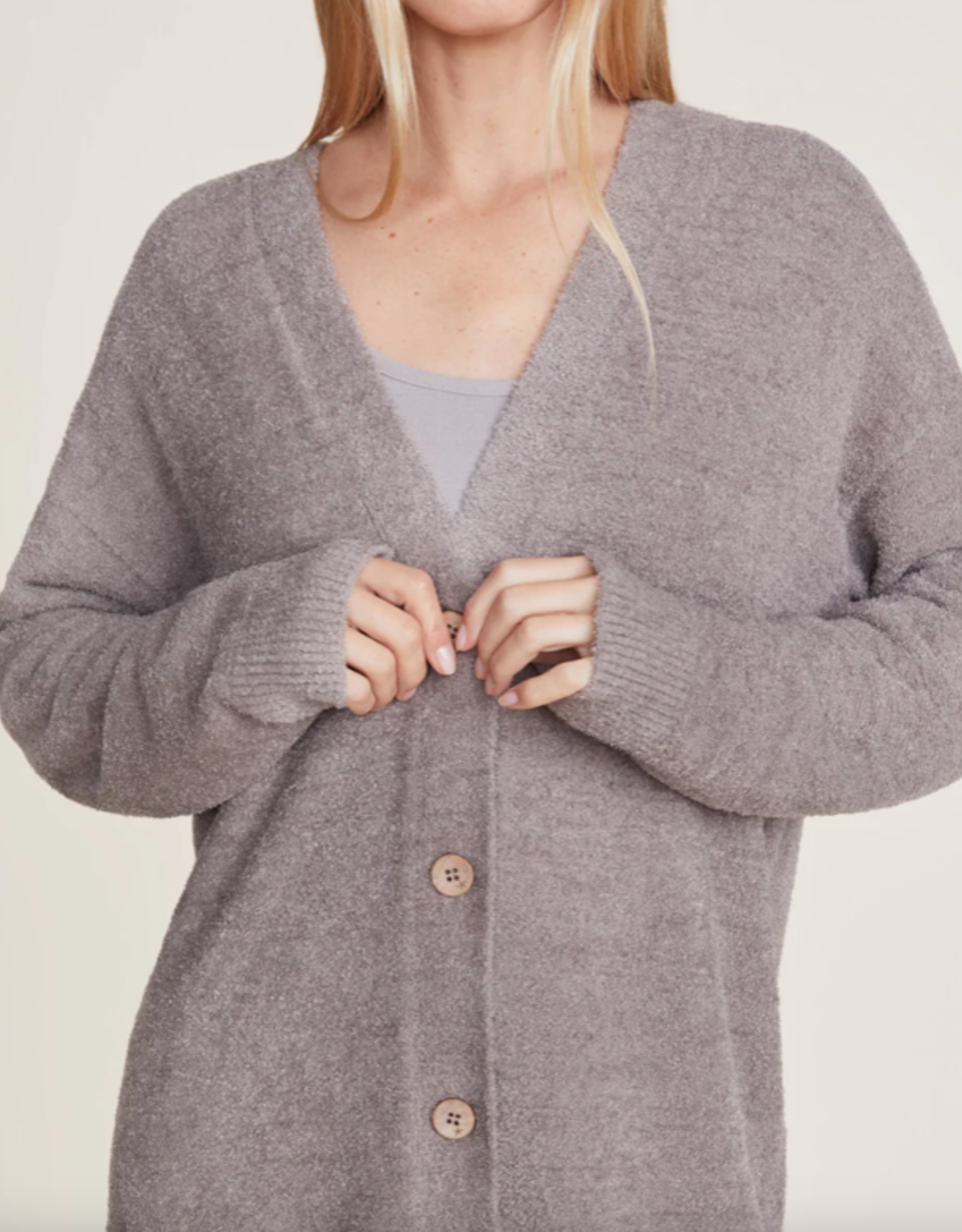 CozyChic Cable Button Cardi Beach Rock
