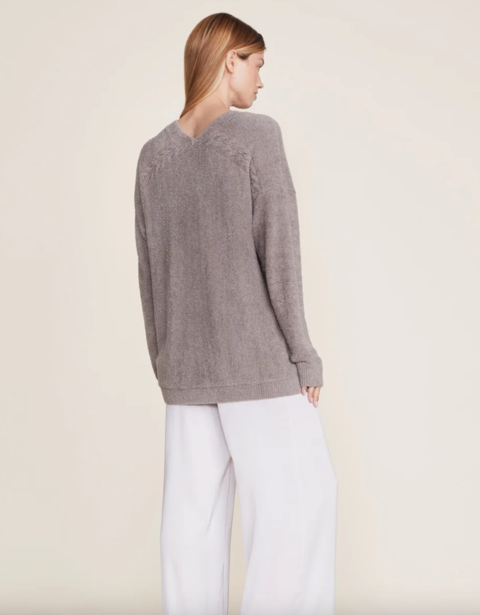 CozyChic Cable Button Cardi Beach Rock