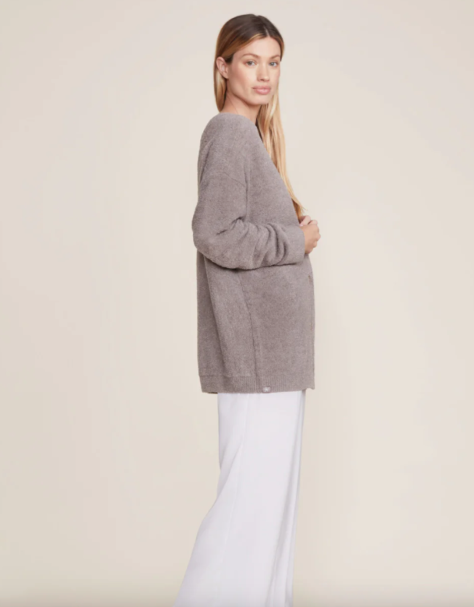CozyChic Cable Button Cardi Beach Rock