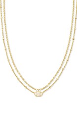 Necklace Emilie Multi Strand Gold Iridescent Drusy