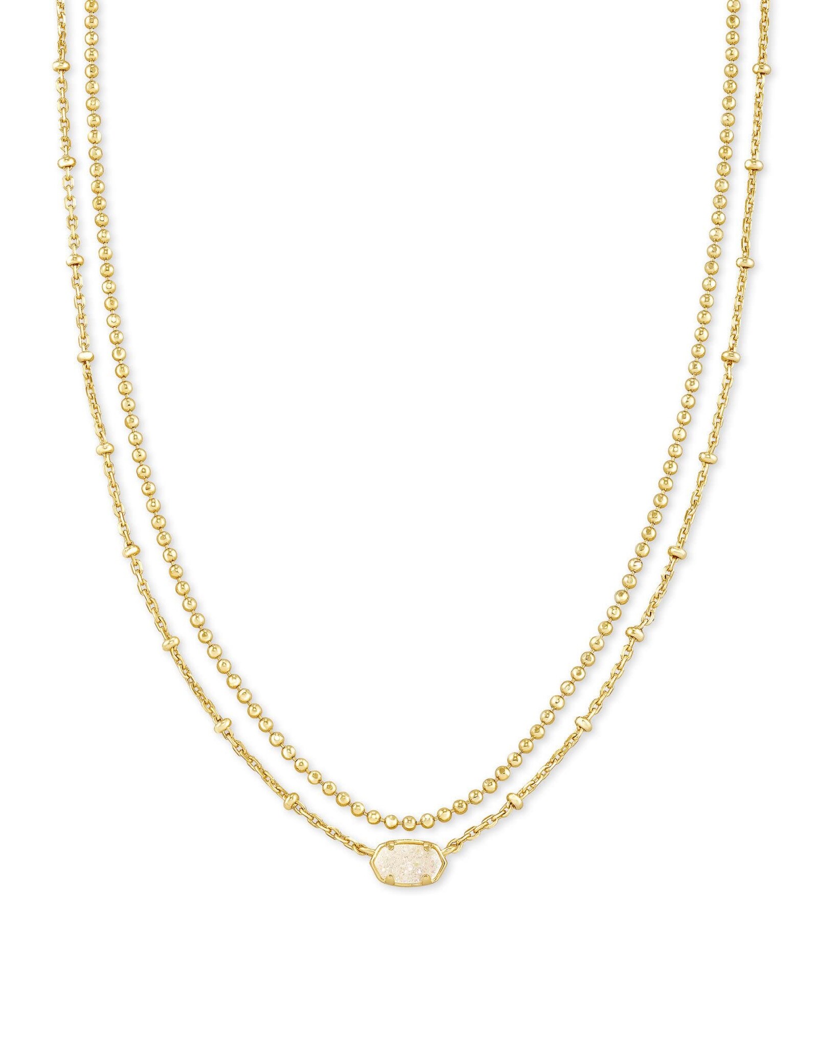 Necklace Emilie Multi Strand Gold Iridescent Drusy