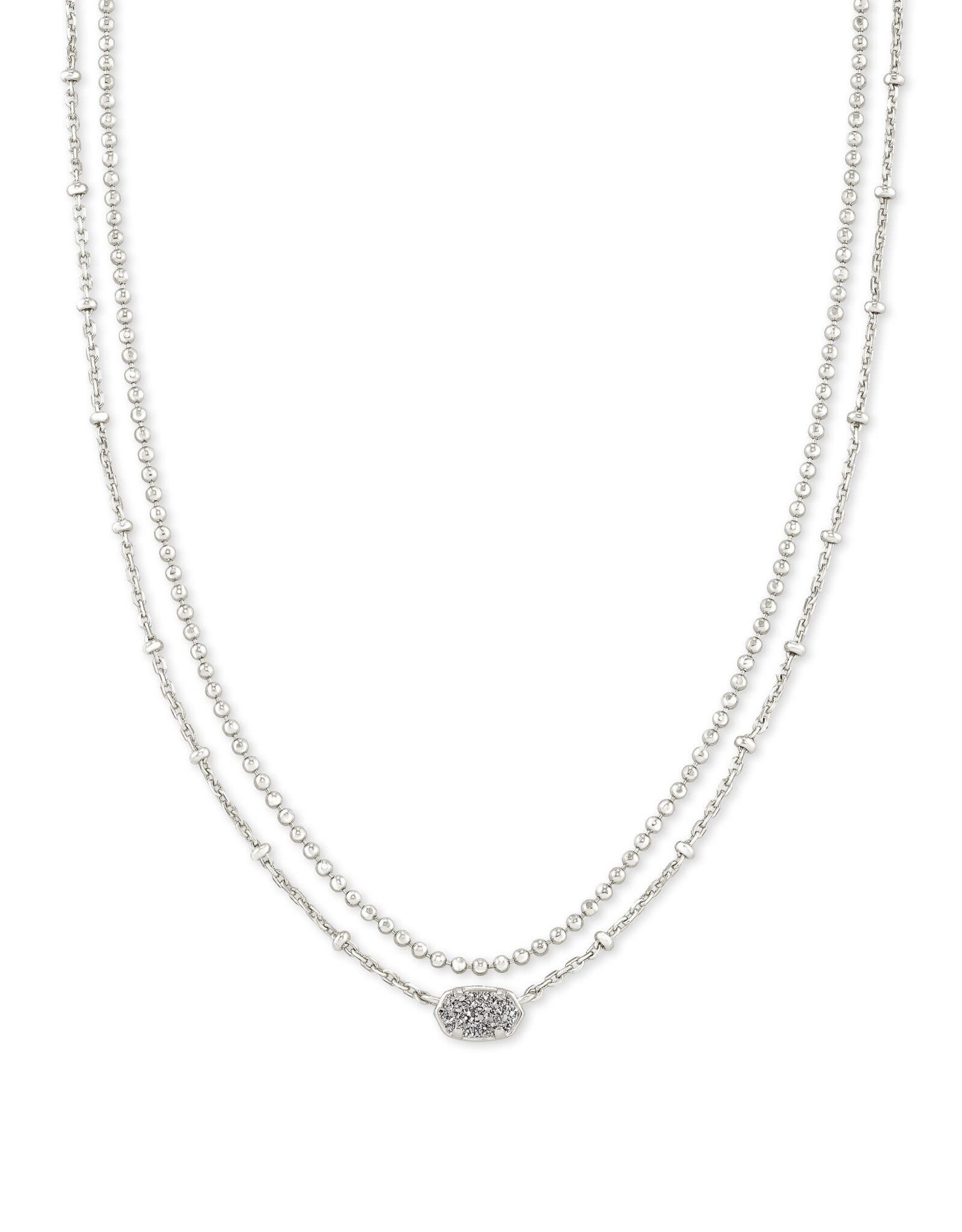 Necklace Emilie Multi Strand RHOD Platinum Drusy
