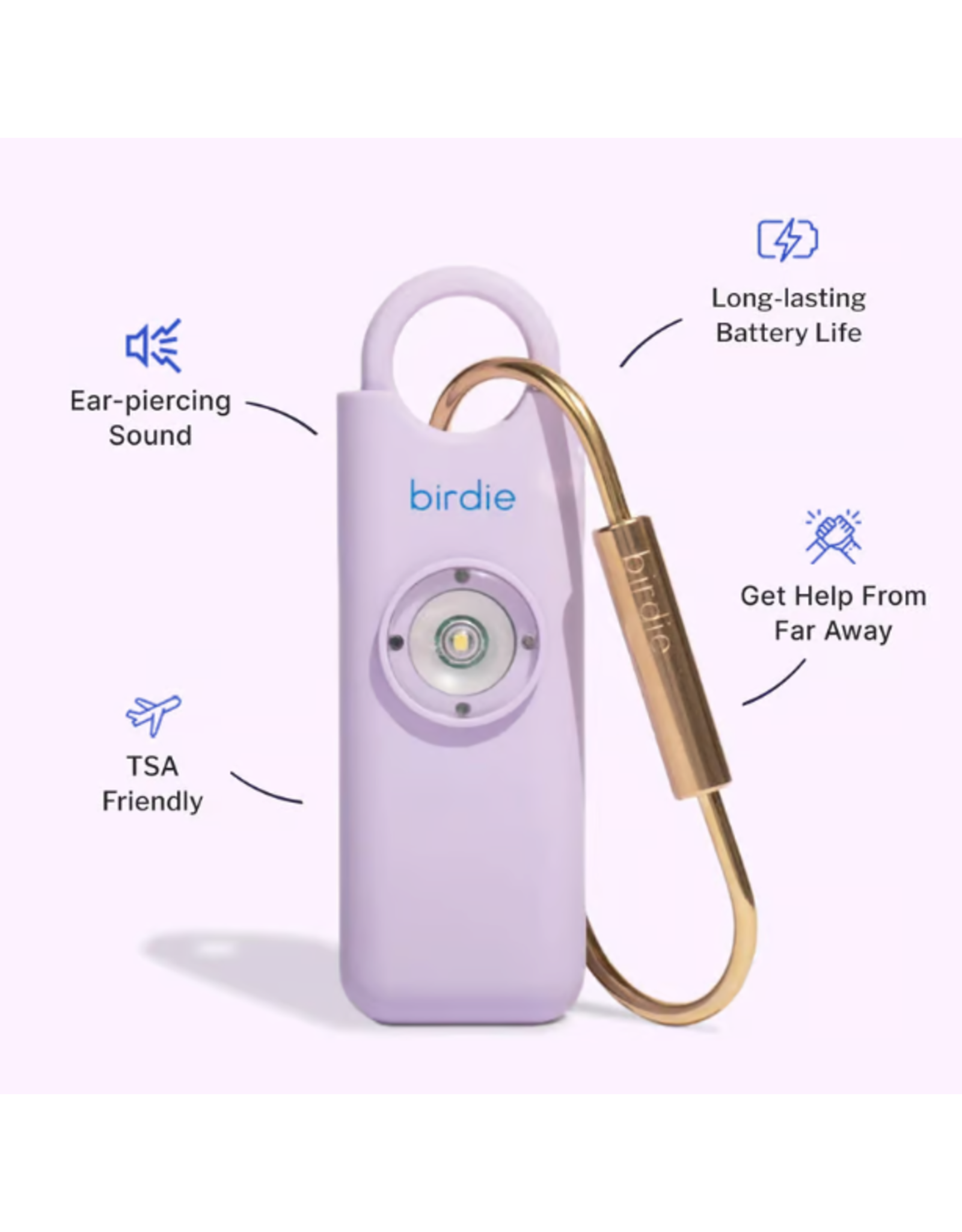 Birdie Personal Safety Alarm Metallic Purple