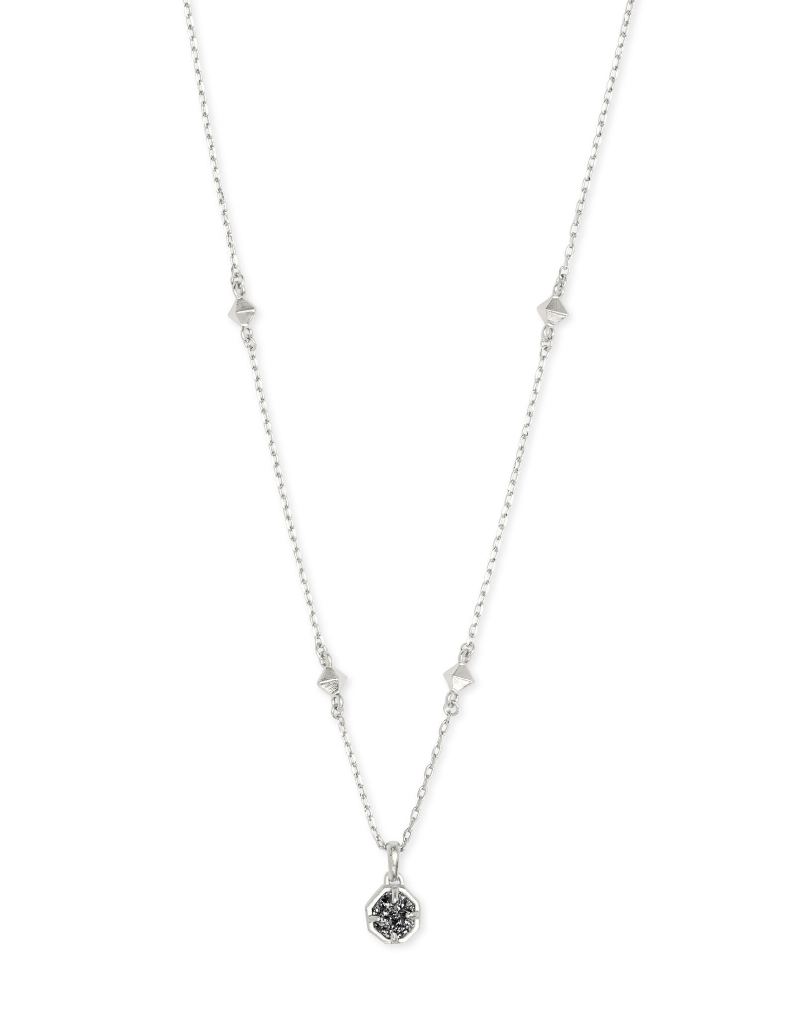 Necklace Nola Short Pendant RHOD Platinum Drusy
