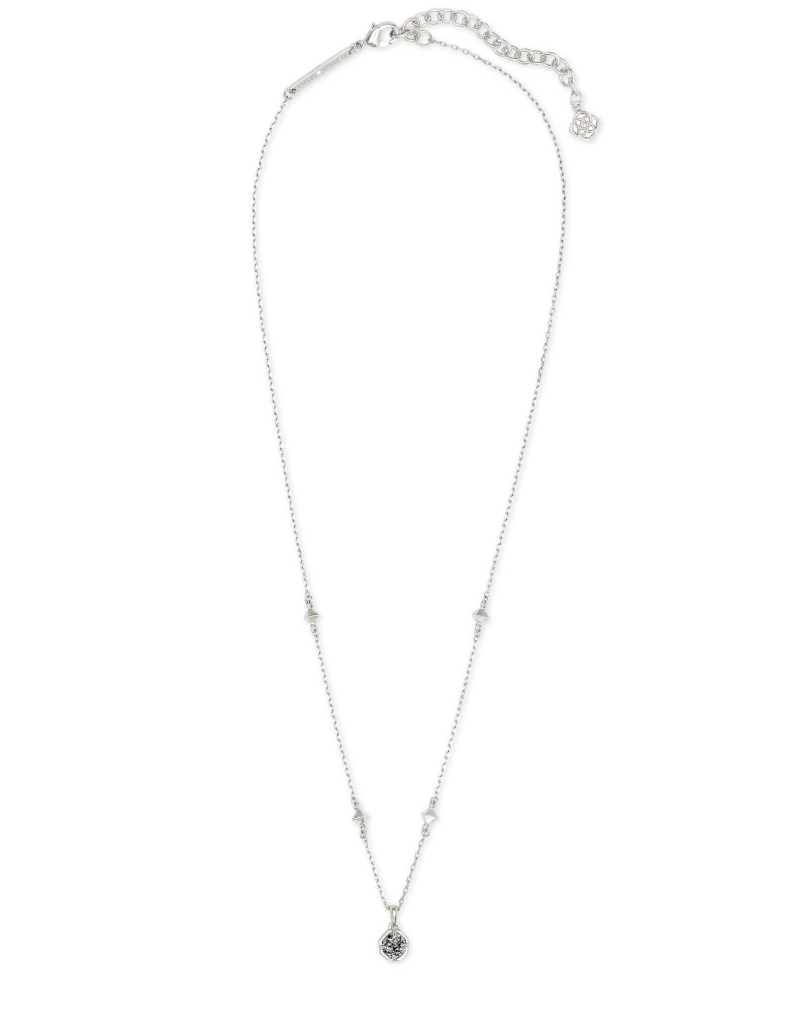 Necklace Nola Short Pendant RHOD Platinum Drusy