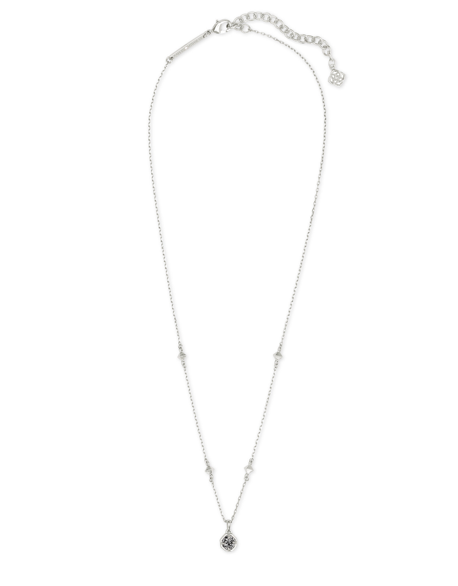 Necklace Nola Short Pendant RHOD Platinum Drusy