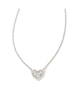 Necklace Ari Pave Crystal Heart RHOD Metal White CZ