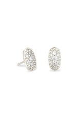 Earring Grayson Crys Stud RHOD Metal White CZ