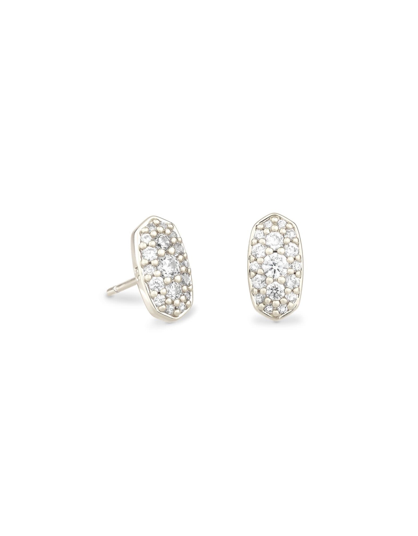 Earring Grayson Crys Stud RHOD Metal White CZ
