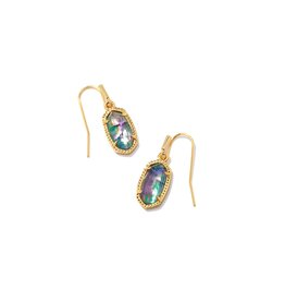 Lee Drop Earrings Gold Lilac Abalone