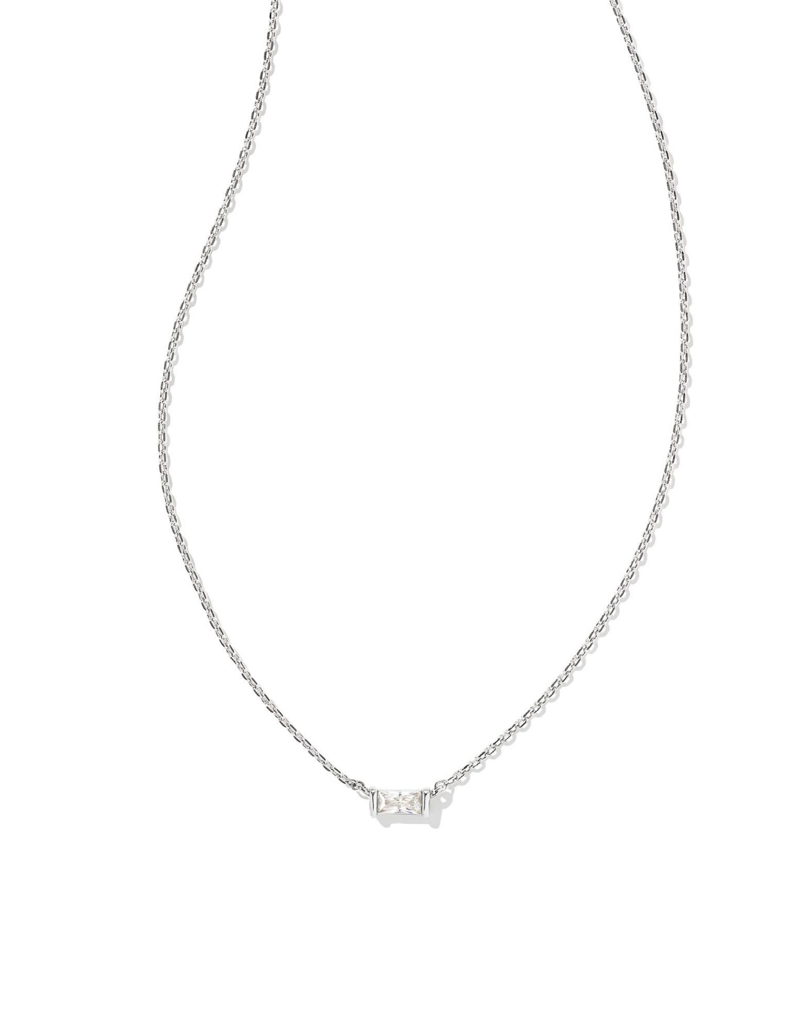 Juliette Pendant Necklace Rhod White Crystal
