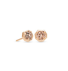 Nola Stud Earrings Rose Gold Drusy & Metal