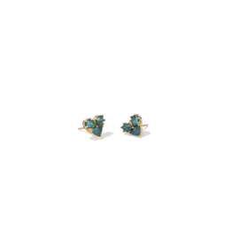 Katy Heart Stud Earrings Gold Teal Glass Katy Heart Stud Earrings Gold Teal Glass