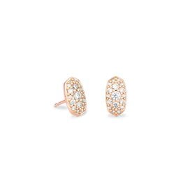 Grayson Crystal Stud Earrings Rose Gold/White CZ
