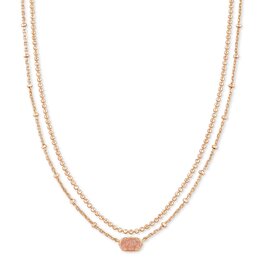 Emilie Multi Strand Necklace Rose Gold Sand Drusy