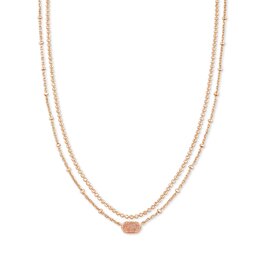 Emilie Multi Strand Necklace Rose Gold Sand Drusy
