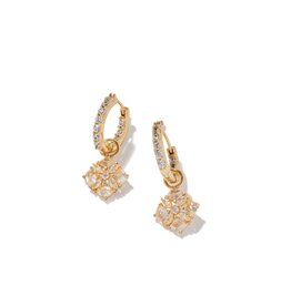 Dira Crystal Huggie Earrings Gold/ White