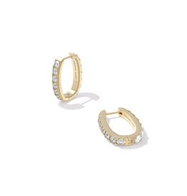 Chandler Hoop Earrings - Reversible - Gold White Opalite Mix