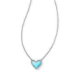 Ari Heart Necklace Silver Turquoise Magnesite
