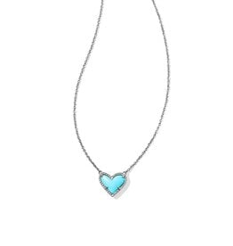 Ari Heart Necklace Silver Turquoise Magnesite