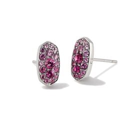Grayson Crystal Stud Earrings Silver Pink Ombre