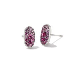 Grayson Crystal Stud Earrings Silver Pink Ombre