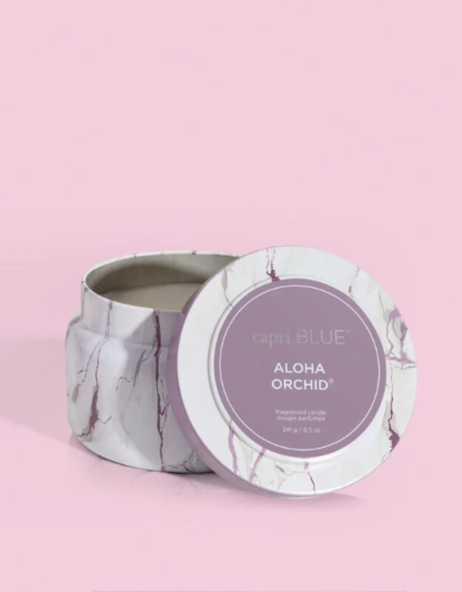Candle 8.5 Travel Tin Mod Marble Aloha Orchid