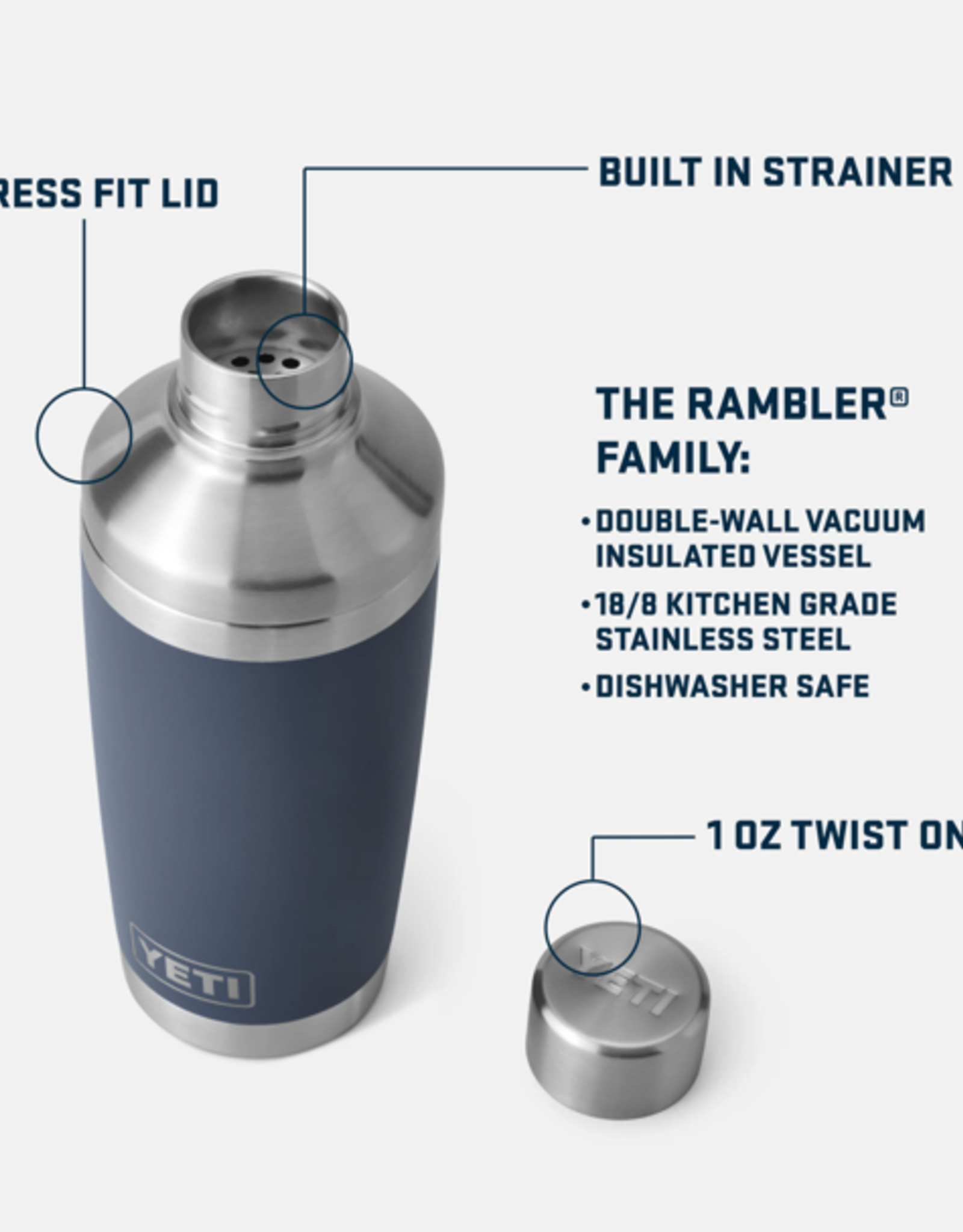 Rambler 20oz Cocktail Shaker Navy
