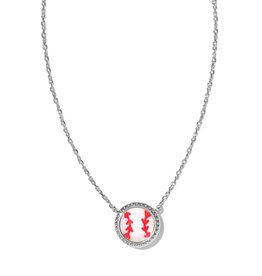 Baseball Short Pendant Necklace Silver