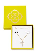 Boxed Cross Crystal Pendant Necklace