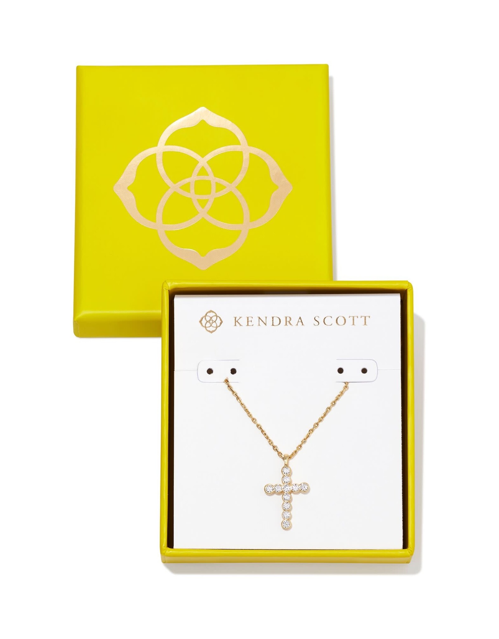 Boxed Cross Crystal Pendant Necklace