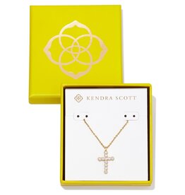Boxed Cross Crystal Pendant Necklace