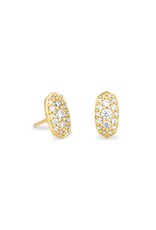 Earring Grayson Crys Stud Gold Metal White CZ
