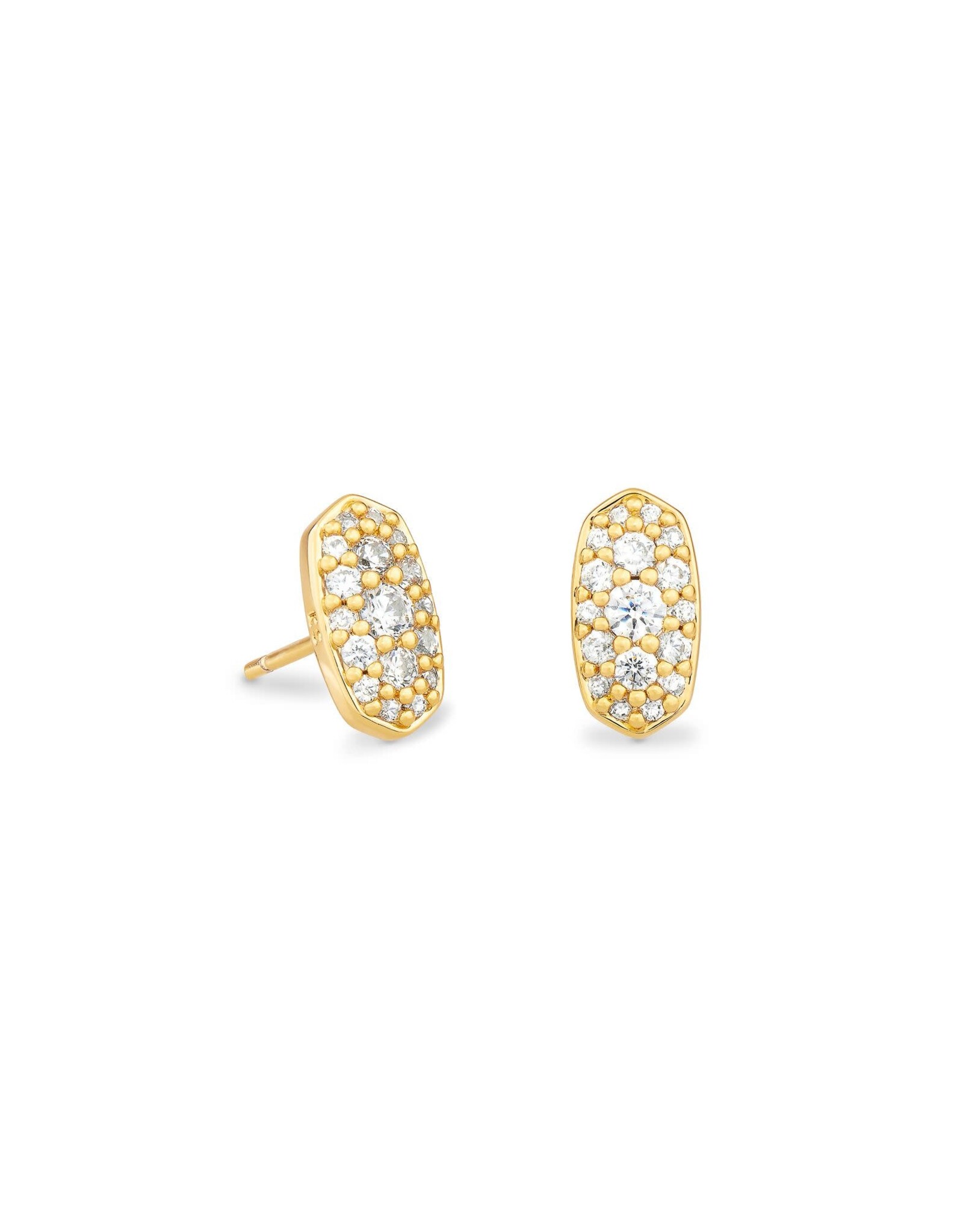 Earring Grayson Crys Stud Gold Metal White CZ