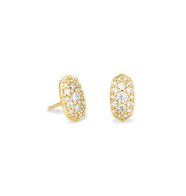 Earring Grayson Crys Stud Gold Metal White CZ Earring Grayson Crys Stud Gold Metal White CZ